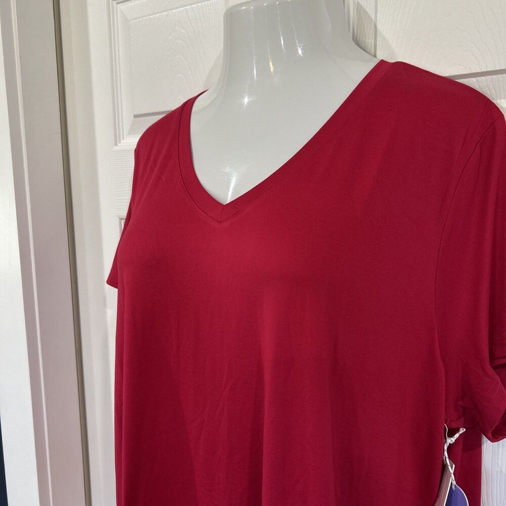 Fit Collective Soft V Neck Plus Size 3X Red Shirt Top Casual Fitness Stretch - Picture 3 of 9